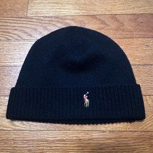 Polo Ralph Lauren Beanie Hat 100% Merino Wool Black